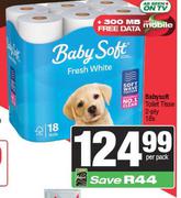 Babysoft Toilet Tissue 2 Ply-18 Per Pack