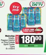 Mainstay Mojito, Passion Martini Or Pina Colada Spirit Cooler Cans-For 2 x 6 x 440ml