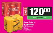 Coca Cola Or Schweppes Cans (All Variants)-For 2 x 6 x 200ml