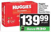 Huggies Dry Comfort Value Pack Diapers Assorted Sizes-Per Pack