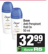 Dove Anti Perspirant Roll On-50ml Each