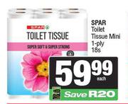 Spar Toilet Tissue Mini 1 Ply 18s-Each