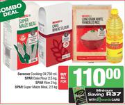 SaveMor Cooking Oil 750ml, Spar Cake Flour 2.5Kg, Spar Rice 2kg & Spar Super Maize Meal 2.5Kg-For Al