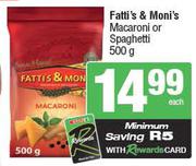 Fatti's & Moni's Macaroni Or Spaghetti-500g Each