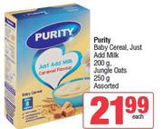 Purity Baby Cereal (Just Add Milk) 200g, Jungle Oats, 250g Assorted-Each