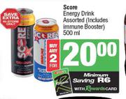 Score Energy Drink Assorted((Includes Immune Booster)-For Any 2 x 500ml