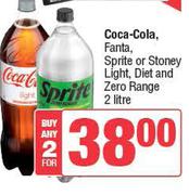 Coca-Cola, Fanta, Sprite or Stoney Light, Diet And Zero Range-For 2 x 2Ltr