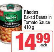 Rhodes Baked Beans In Tomato Sauce-410g 