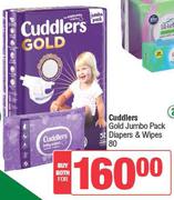 Cuddlers Gold Jumbo Pack Diapers & Wipes 80's Pack-For Both