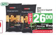 Spar Macaroni Or Spaghetti-For Any 2 x 500g