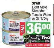 Spar Light Meat Shredded Tuna In Water Or Oil-For 2 x 170g