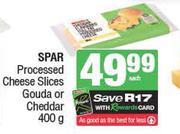 Spar Processed Cheese Slices (Gouda Or Cheddar)-400g Each
