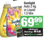 Sunlight Auto 2kg Or Liquid 1.5Ltr-Each