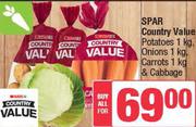 Spar Country Value Potatoes 1kg, Onions 1kg, Carrots 1kg & Cabbage-For All