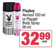 Playboy Aerosol 150ml Or Playgirl Body Spray 90ml-Each