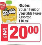 Rhodes Squish Fruit Or Vegetable Puree Assorted-For 2 x 110ml