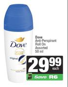 Dove Anti Perspirant Roll On Assorted-50ml