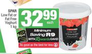 Spar Low Fat Or Fat Free Yoghurt-1Kg Each