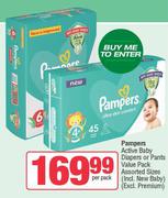 Pampers Active Baby Diapers Or Pants Value Pack Assorted Sizes-Per Pack