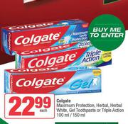 Colgate Maximum-Protection, Herbal, Herbal White, Gel Toothpaste or Triple Action-100ml/150ml Each