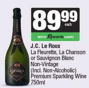 J.C.Le Roux La Fleurette,La Chanson Or Sauv Blanc Non Vintage Premium Sparkling Wine-750ml Each