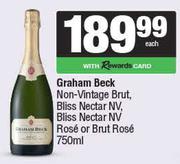 Graham Beck Non Vintage Brut,Bliss Nectar NV,Bliss Nectar NV Rose Or Brut Rose-750ml Each