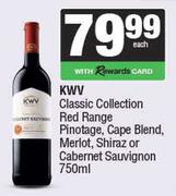 KWV Classic Collection Red Range Pinotage,Cape Blend,Merlot,Shiraz Or Cab Sauv-750ml Each