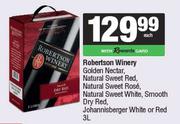 Robertson Winery Golden Nectar,NL Sweet Red,NL Sweet Rose,NL Sweet White,Smooth Dry Red-3L Each