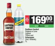 Southern Comfort Original Or Lime Liqueur 750ml & Schweppes 1L-Per Combo