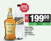Three Chips Select Whisky 750ml & Schweppes 1L-Per Combo