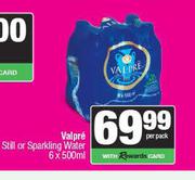 Valpre Still Or Sparkling Water-6 x 500ml Per Pack