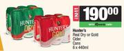 Hunter's Real Dry Or Gold Cider Cans-For 2 x 6 x 440ml