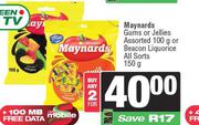 Maynards Gums Or Jellies 100g Or Beacon Liquorice All Sorts 150g-For 2