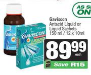 Gaviscon Antacid Liquid Or Liquid Sachets-150ml/12 x 10ml Each
