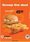 Chikka Chicken Fillet Burger, Drumstick & Chips-Per Meal