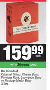 Du Toitskloof Cabernet Shiraz,Chenin,Pinotage Rose, Sauvignon Or Pinotage Merlot Ruby-3L
