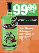 Sour Monkey Bubblegum, Sour Apple Or Sour Berry-750ml Each