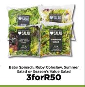 Baby Spinach, Ruby Coleslaw, Summer Salad Or Season's Value Salad-For 3