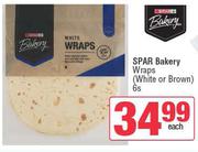 Spar Bakery Wraps (White or Brown)-6's Pack Each