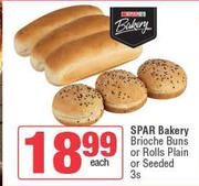 Spar Bakery Brioche Buns Or Rolls Plain Or Seeded-3s Pack Each