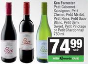 Ken Forrester Petit Cabernet Sauvignon, Petit Chenin, Petit Merlot, Petit Rose-750ml Each