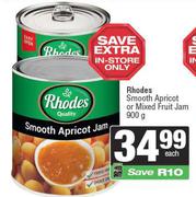 Rhodes Smooth Apricot Or Mixed Fruit Jam-900g Each