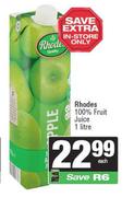 Rhodes 100% Fruit Juice-1L Each