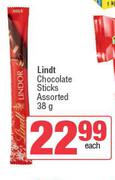 Lindt Chocolate Sticks Assorted-38g Each