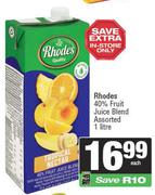 Rhodes 40% Fruit Juice Blend Assorted-1L Each