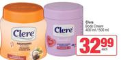 Clere Body Cream 400ml/500ml Each