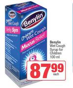 Benylin Wet Cough Syrup For Childern-100ml Each