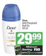 Dove Anti-Perspirant Roll On-50ml Each
