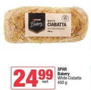 Spar Bakery White Ciabatta-450g Each