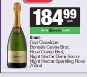 Krone Cap Classique Borealis Cuvee Brut,Rose Cuvee Brut,Night Nectar Demi Sec-750ml Each